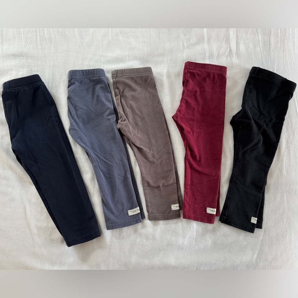 Lil Legs and GAP Neutral Leggings Lot of 5 - Black, Gray, Blue, Red - Size 24M